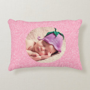 Almofada Decorativa É uma imagem personalizada de Chá de fraldas rosa-