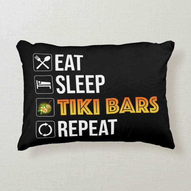 Almofada Decorativa Eat. Sleep. Tiki Bars. Repeat (Frente)