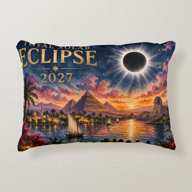 Almofada Decorativa Eclipse Total Solar 2027 Egito (Frente)
