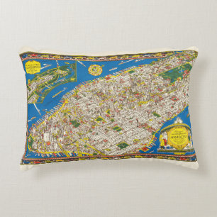 Almofada Decorativa Edição do Diário 1926 Mapa do Pictorial Manhattan 
