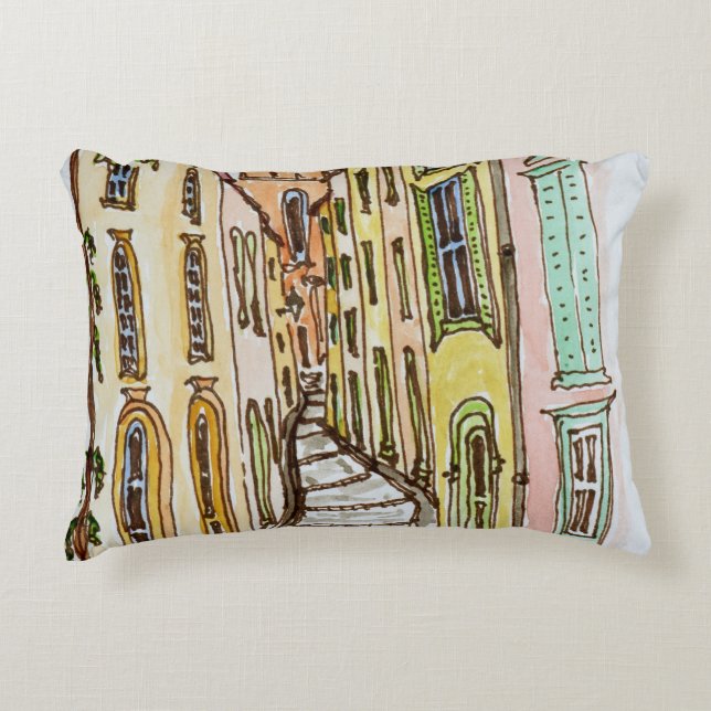Almofada Decorativa Edifícios de Saint-Tropez | Riviera Francesa, Fran (Frente)