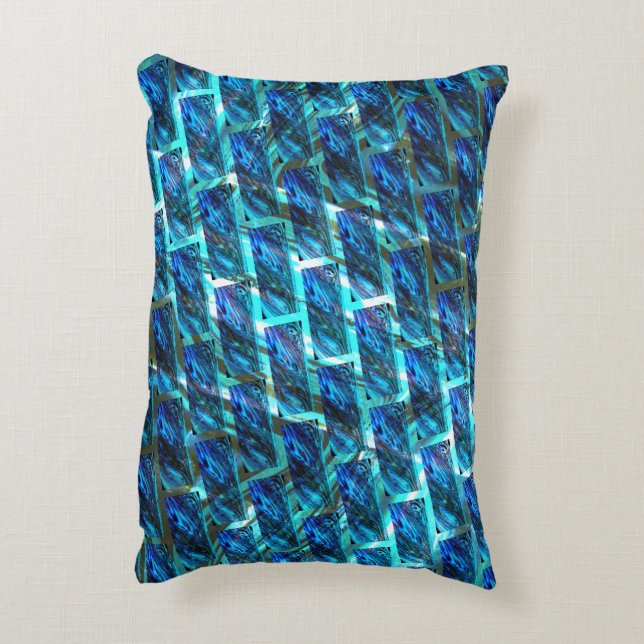 Almofada Decorativa Efeito de tijolos azuis manchados, granulados ou i (Verso(Vertical))