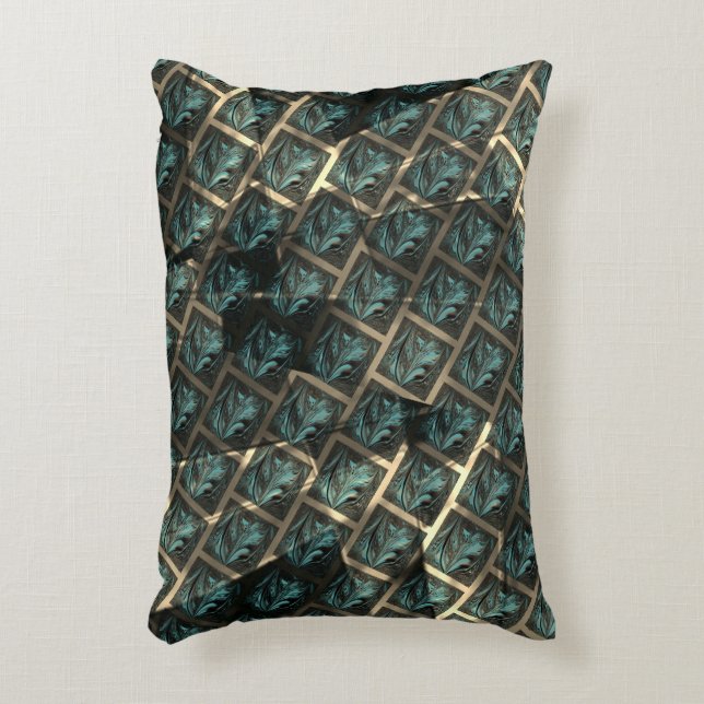 Almofada Decorativa Efeito de tijolos de cinzas azuis, sob ponto escur (Frente(Vertical))