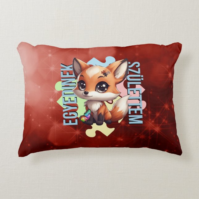 Almofada Decorativa Egyedinek születtem – kedves róka design (Frente)