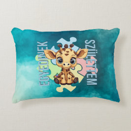 Almofada Decorativa Egyedinek születtem – kedves zsiráfos design