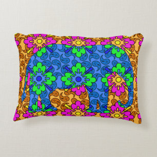 Almofada Decorativa Elefante colorido brilhante lunático de Paisley