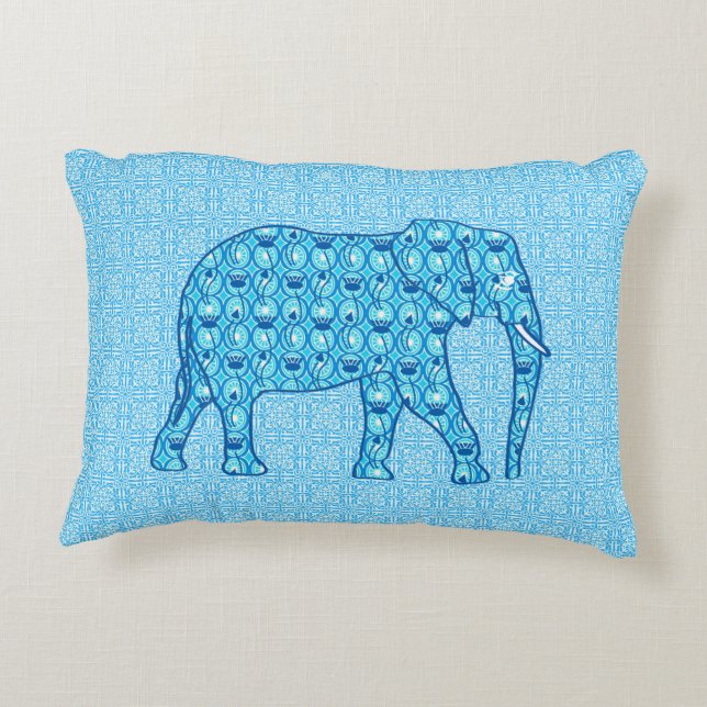Almofada Decorativa Elefante de flor de lótus - turquesa (Verso)