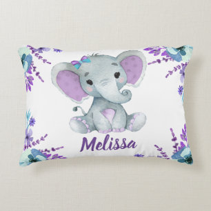 Almofada Decorativa Elefante de teia roxa Travesseiro de nome personal