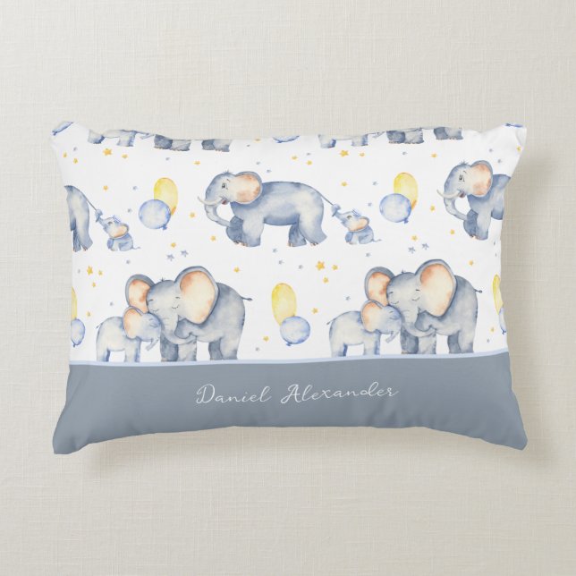 Almofada Decorativa Elefante para Bebê Bonito com Mamãe de Aquarela