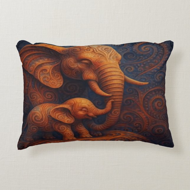 Almofada Decorativa Elefantes Gentis (Frente)