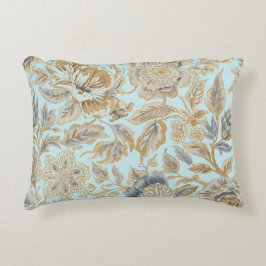 Almofada Decorativa Elegant,Beigie Gold Soft Blue Flowers Pattern