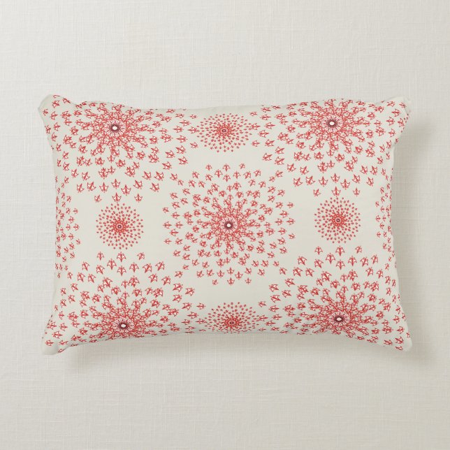 Almofada Decorativa Elegant Red Mandala Geometric Bedroom & Home Texti (Frente)