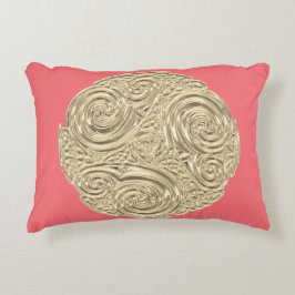 Almofada Decorativa Elegante art nouveau gold coral rosa