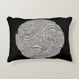 Almofada Decorativa Elegante art nouveau medalhão negro de prata