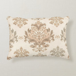 Almofada Decorativa Elegante Bege Damask Vintage Casa de Campo Frances