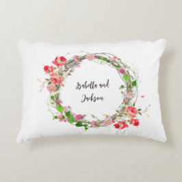 Almofada Decorativa elegante casal de recém-casados nome floral person