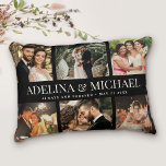 Almofada Decorativa Elegante de Na moda de Chic Moderno de Casamento P<br><div class="desc">Elegante e moderno,  este nome personalizado e design de colagem de fotos faz um lindo display para suas fotos favoritas do seu dia especial. presente de excelente para recém-casados ou aniversários! Esta é a versão negra.</div>