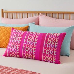 Almofada Decorativa Elegante e bonito "AMOR" em rosa quente e vermelho