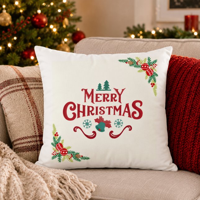 Almofada Decorativa Elegante Feliz Natal (Criador carregado)