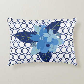 Almofada Decorativa Elegante Floral Padrão Design Monocromático Azul