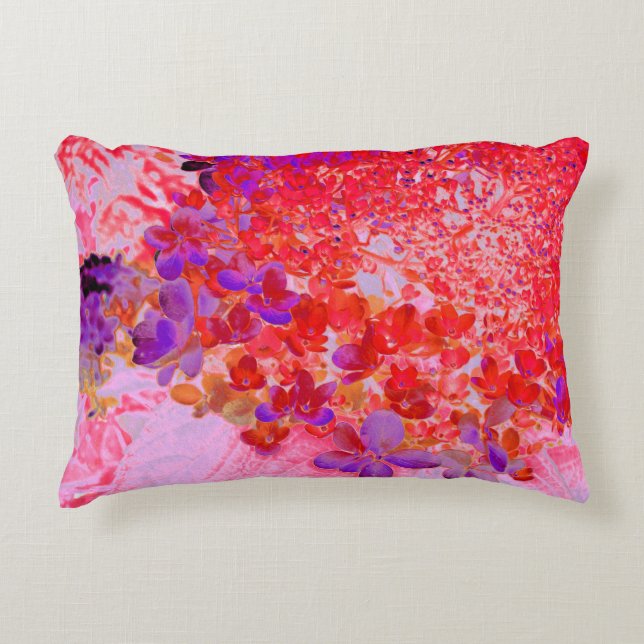 Almofada Decorativa Elegante Hydrangea Limelight Roxa e Laranja (Frente)