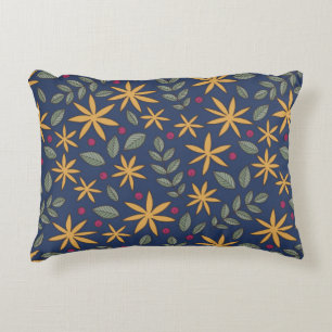 Almofada Decorativa Elegante Padrão Floral Amarelo no Azul