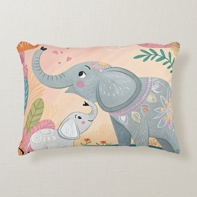 Almofada Decorativa Elephant Mom and Baby (Frente)