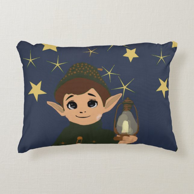 Almofada Decorativa Elf Watcher Starry Night Rectangular Throw Pillow (Frente)