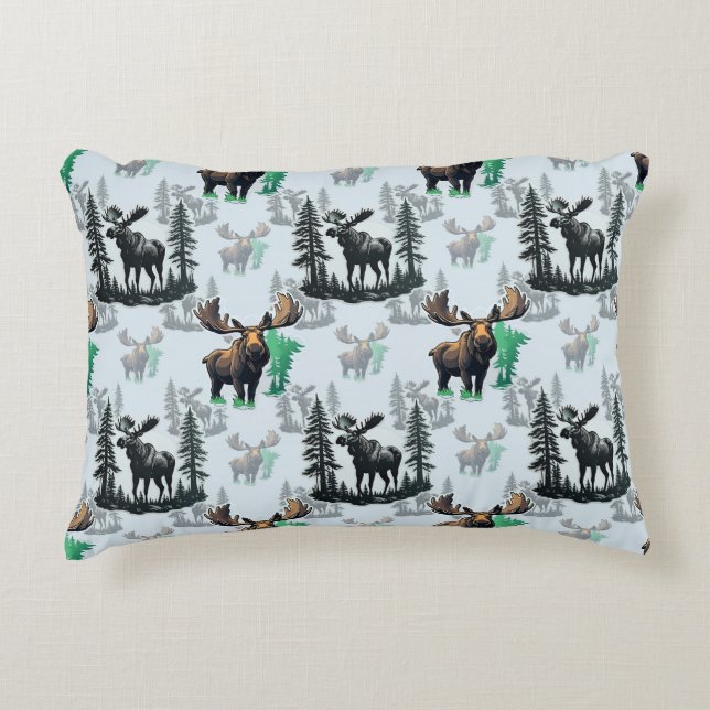 Almofada Decorativa Elk Moose Antlers Deer Pattern Design (Frente)