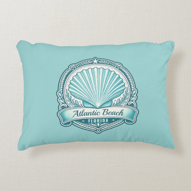 Almofada Decorativa Emblema Costeiro de Atlantic Beach FL (Frente)