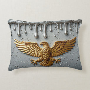 Almofada Decorativa Emblema de Águia Dourada com Asas Estendidas