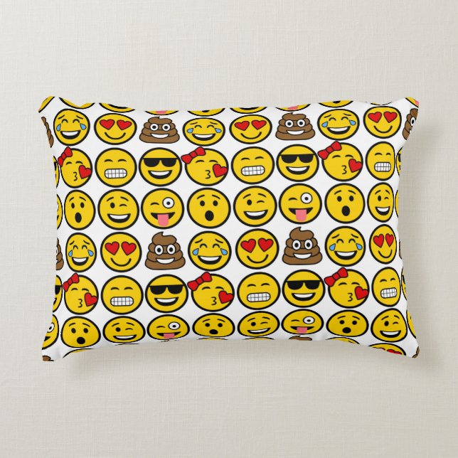 Almofada Decorativa Emoji Pattern Emotion Faces Divertidos (Frente)