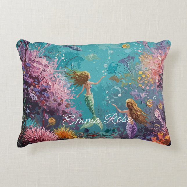 Almofada Decorativa Enchanted Mermaid Underwater Scene (Frente)