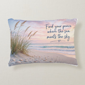 Almofada Decorativa Encontre Sua Paz Onde o Mar Encontra o Céu Praia 