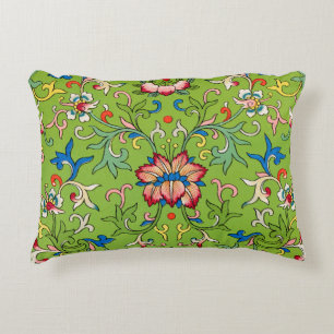 Almofada Decorativa Enfeite Chinês Vintage Owen Jones Floral Verde