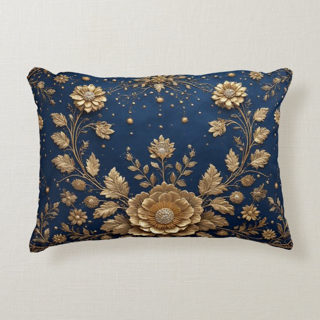 Almofada Decorativa Enfeite Floral Dourado (Frente)