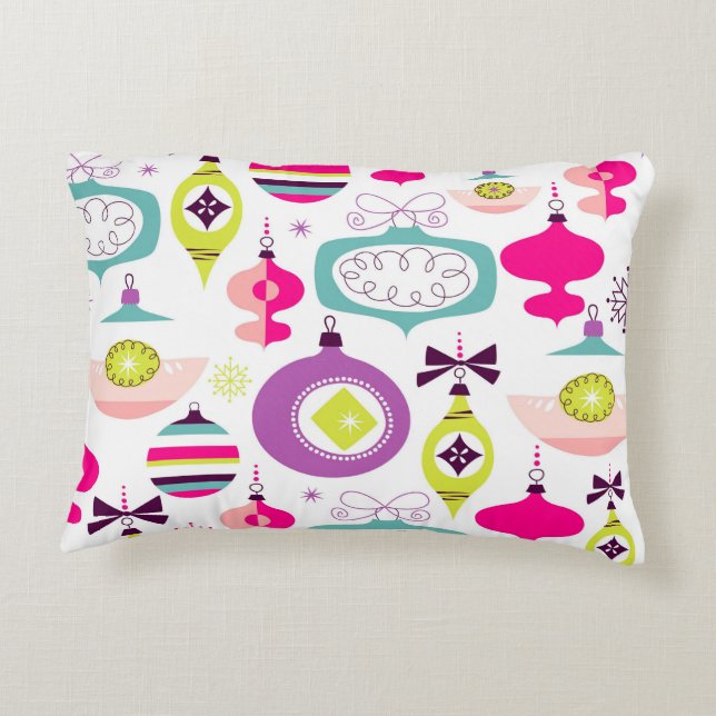 Almofada Decorativa Enfeites de natal retros brilhantes (Verso)