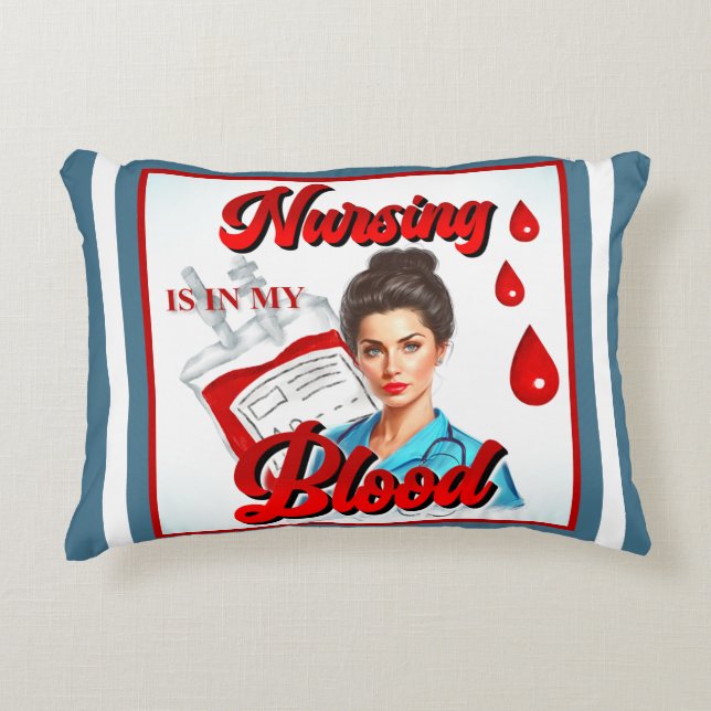 Almofada Decorativa Enfermagem no meu sangue (Frente)