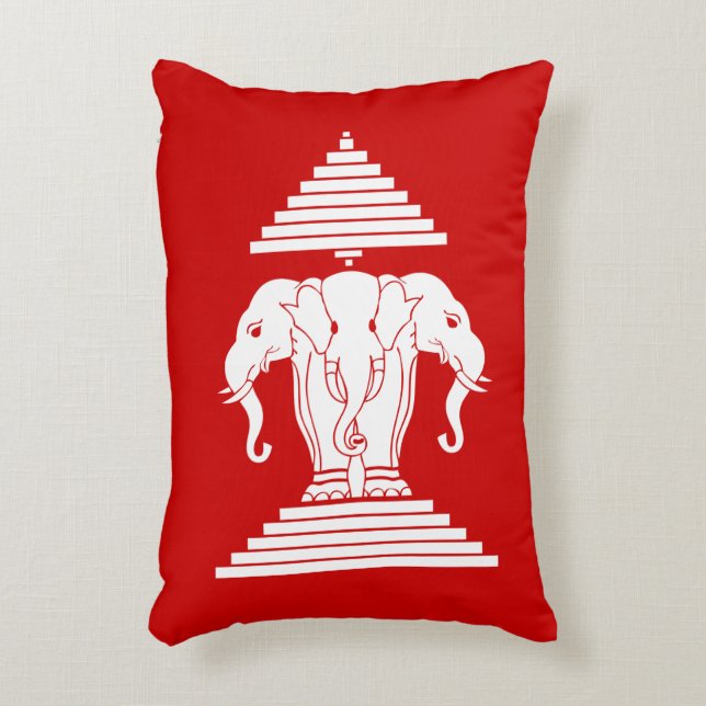 Almofada Decorativa Erawan Three Headed Elephant Lao / Laos Flag (Frente(Vertical))