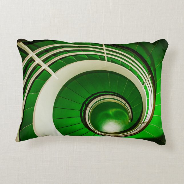 Almofada Decorativa Escada Circular Verde (Verso)