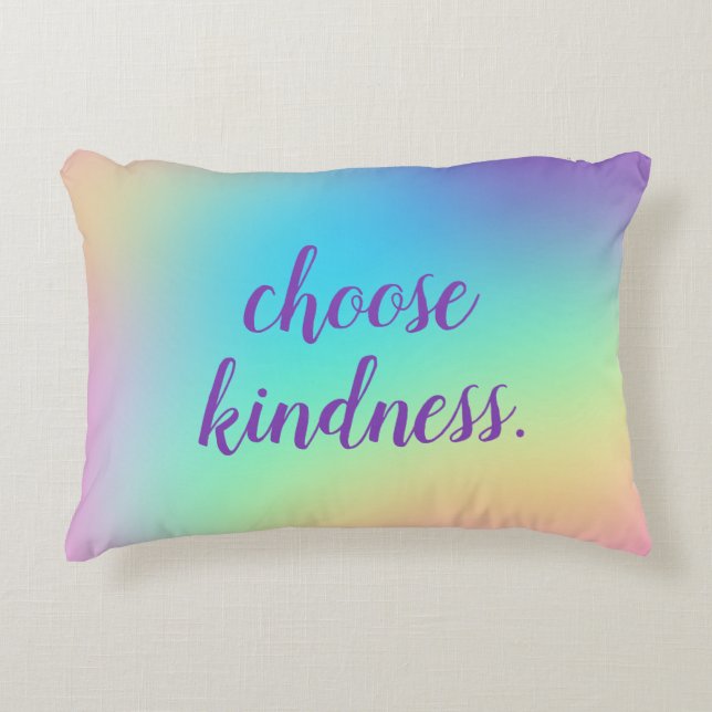 Almofada Decorativa "Escolha gentileza." Gradiente Prismático Suave (Frente)