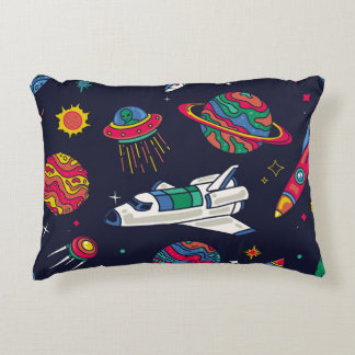 Almofada Decorativa Espachante em um padrão perfeito de Galáxia. Fundo