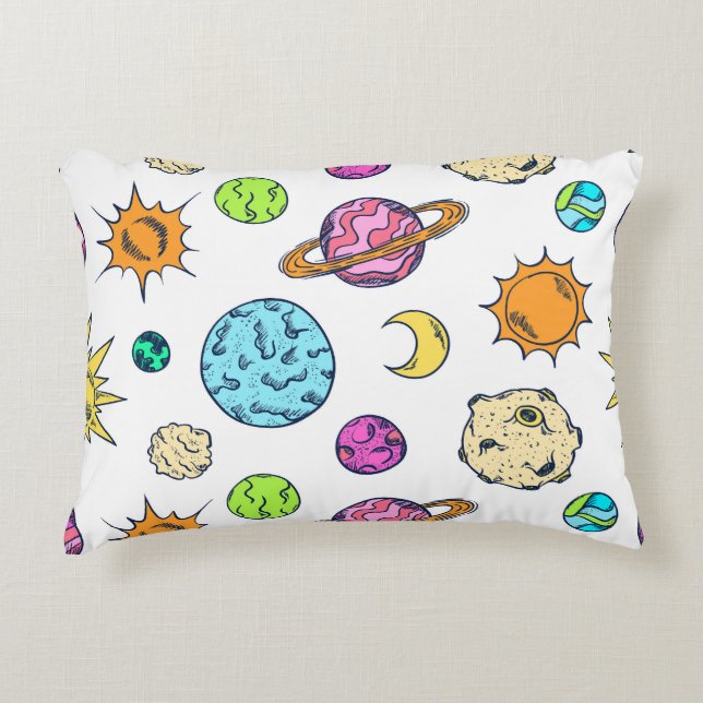 Almofada Decorativa Espaços Doodles Fundo Cósmico (Frente)