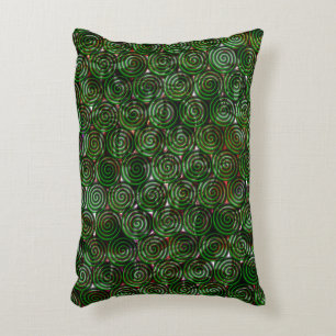 Almofada Decorativa Espirais verdes escuros transparentes sobre a imag