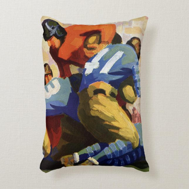 Almofada Decorativa Esportes Antigos, Jogadores de Futebol Americano e (Frente(Vertical))