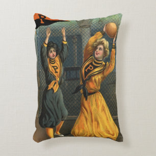 Almofada Decorativa Esportes Antigos, Time de Basquete Feminino em Jog