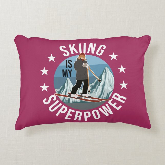 Almofada Decorativa Esqui É Minha Superpotência (Frente)