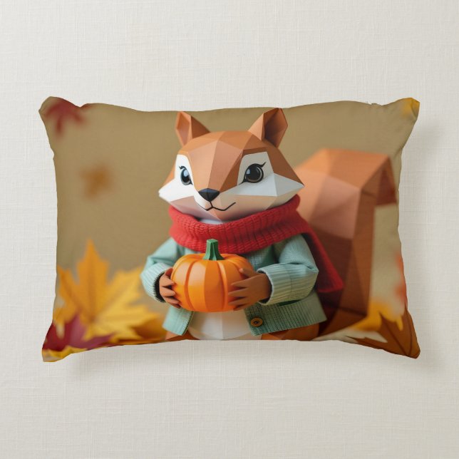 Almofada Decorativa Esquilo Origami com Bomba | Queda (Frente)