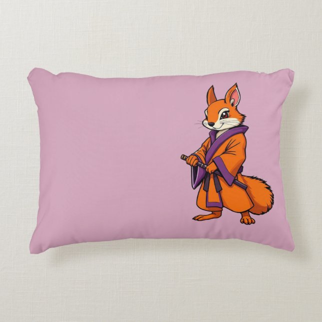 Almofada Decorativa Esquilo Samurai Japonês Bonito (Frente)