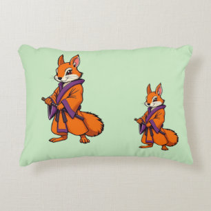 Almofada Decorativa Esquilo Samurai Japonês Bonito